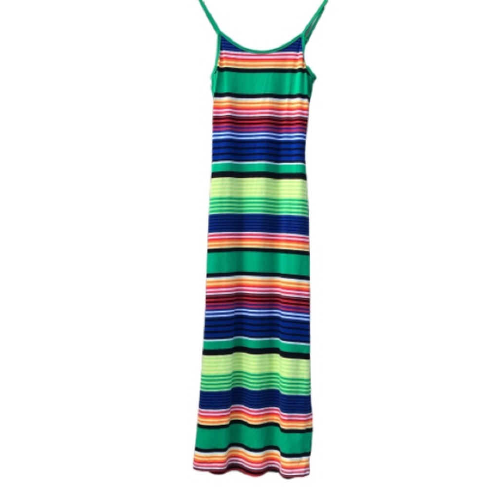 Multi-Color Striped Sexy Form Fitting Maxi Dress